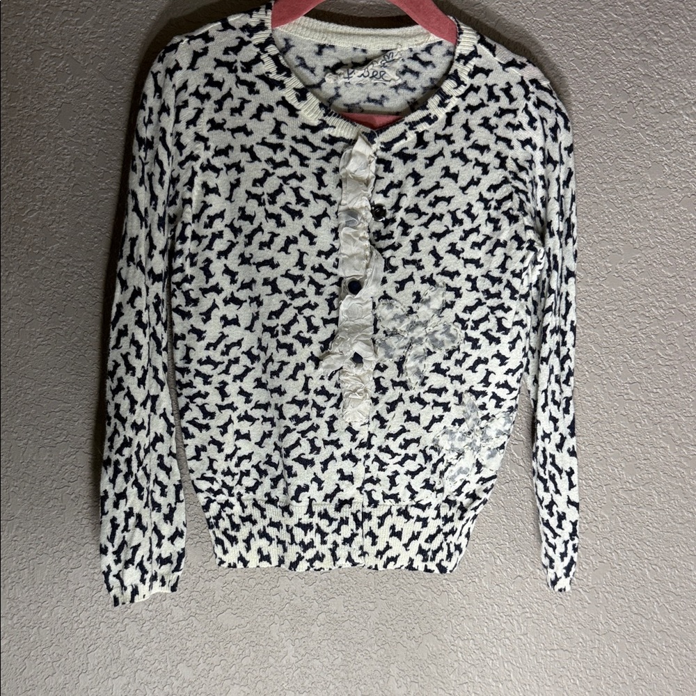 Anthropologie navy and White Patterned Cardigan